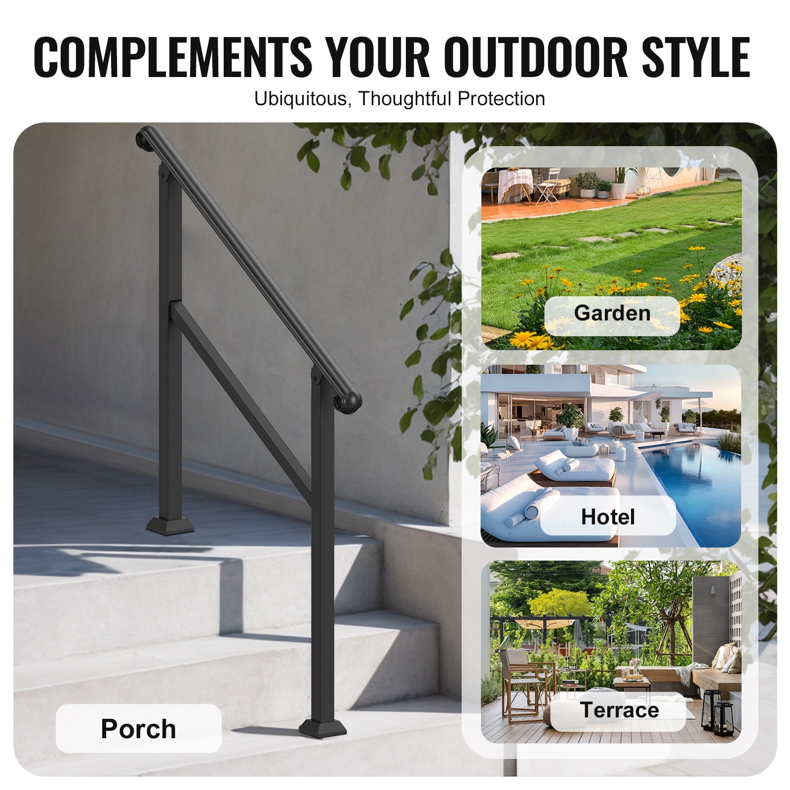 2-3 Step Handrails For Outdoor Steps For Seniors Porch Deck Post_voghion.com